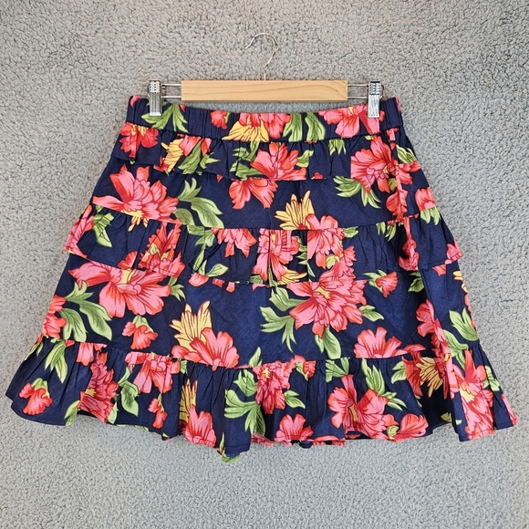 Walter Baker Womens Christie Skirt Sz XL Red Pink Tropical Floral Print Vacation - Picture 3 of 8